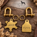 Sheriff's Badge, Cattle Tag, Circle & Vintage Dog Tags — Brass & Silver