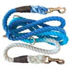 Premium Organic Cotton Dog Lead – Double ended Blue and White