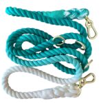 Premium Organic Cotton Dog Lead – Double ended Dark Green and White