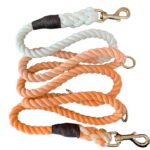 Premium Organic Cotton Dog Lead – Double ended Orange and White