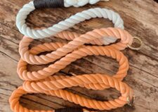 Premium Organic Cotton Dog Lead – Double ended Orange and White