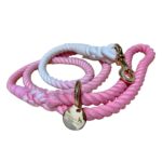 Premium Organic Cotton Dog Lead - Pink and White - Handwoven