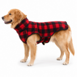 Classic Plaid Fleece Dog Coat — Black & Red