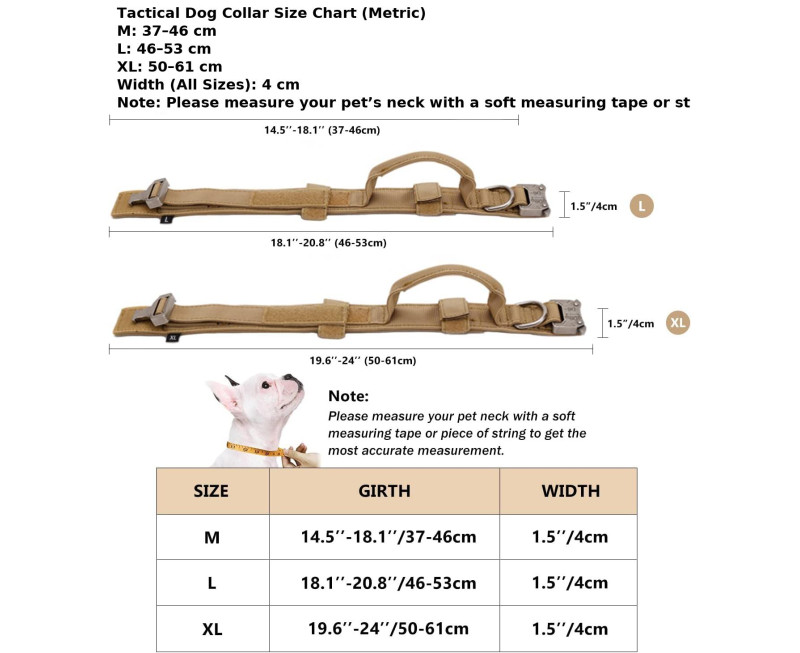 Tactical Dog Collar Size Chart Metric