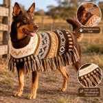 🌾 Handmade Alpaca Dog Poncho – Cafe Brown